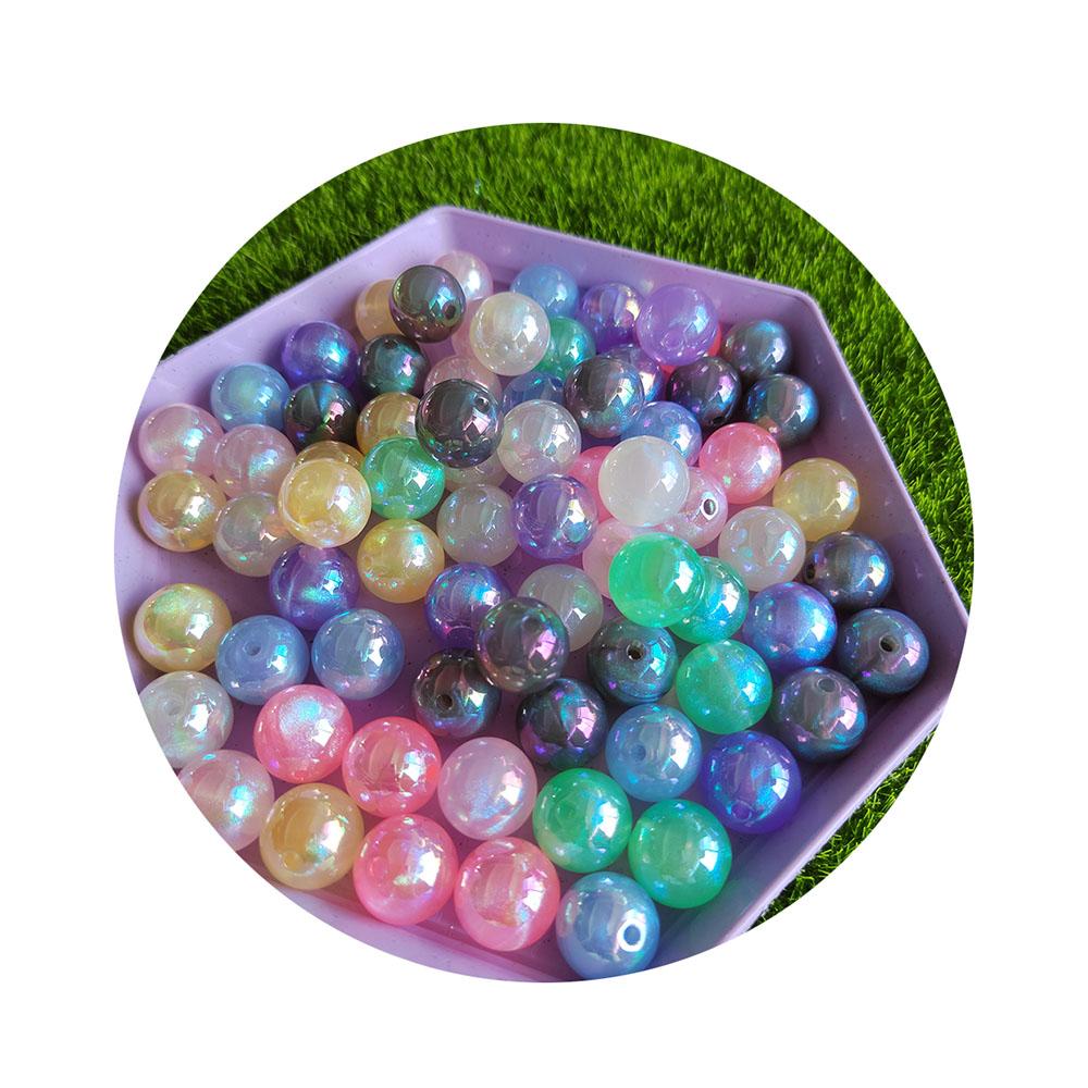 100Pcs 16MM AB Round Pearl-Colored Acrylic Loose Spacer Beads With for Bracelet Necklace Earrings Jewelry Making DIY