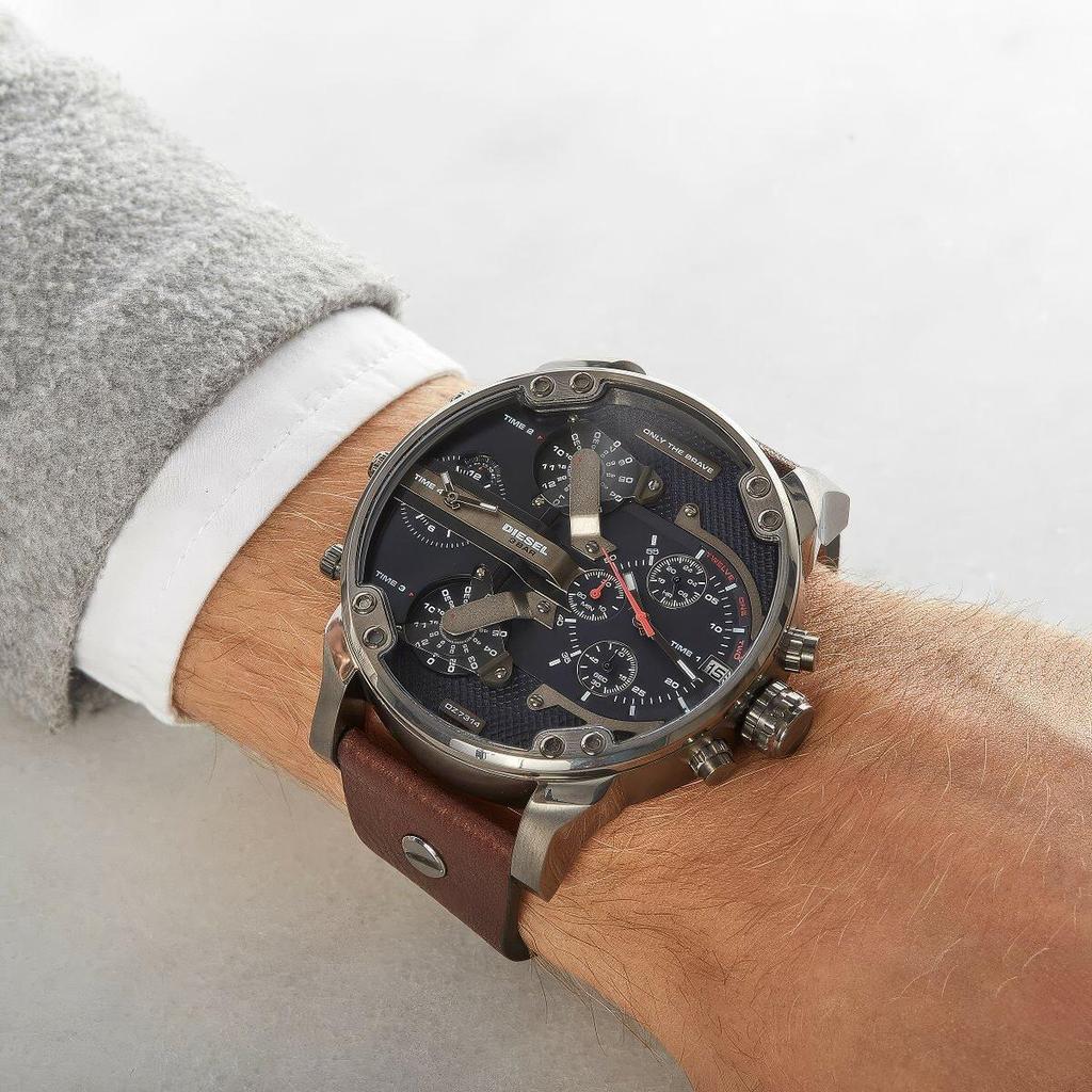 Diesel DZ7314 Mr Daddy Dual Time Chronograph мужские часы с темно-синим циферблатом