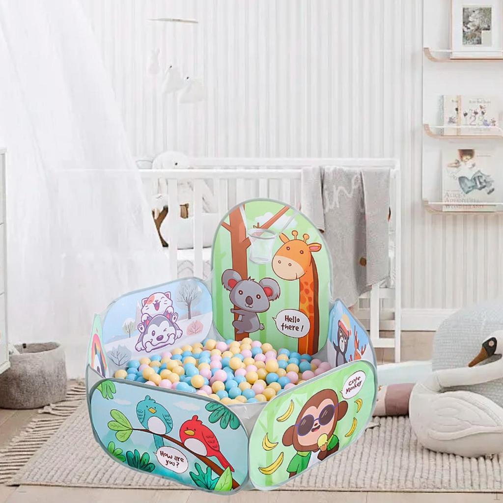 Детская игровая палатка, детский манеж для ползания, симпатичное украшение детской комнаты с мячами, баскетбольное кольцо