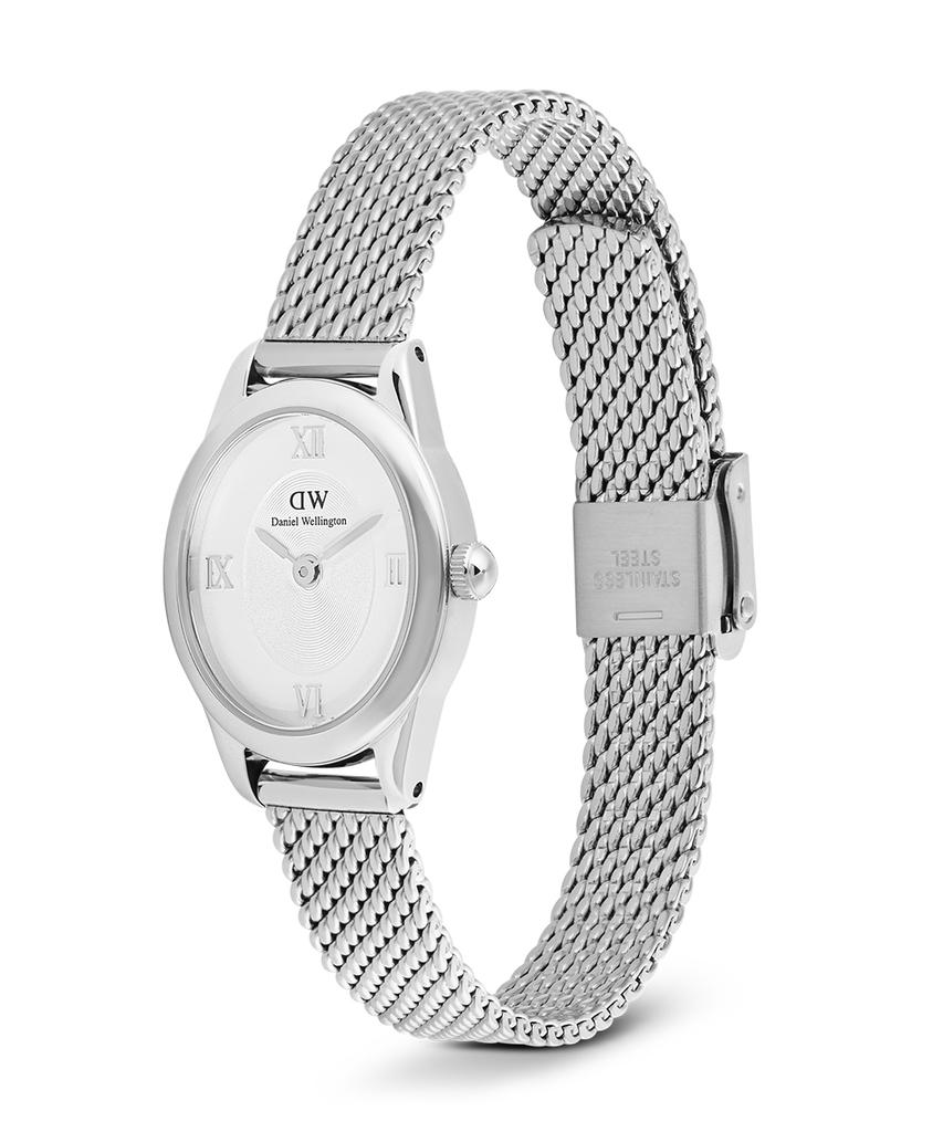 Danielwellingteon Ophellia Mini Silver Mesh Oval Women'S Daily Wristwatch