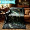 1PC Custom Name Blanket Alien Artwork Flannel blankets Patterns Throw Blanket All-Season Soft Gift for Couch, Bed, Camping, Birthday gifts