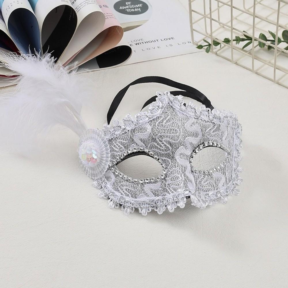 Lace Half-Face Mask Multicolor Masquerade Ball Mask Fancy Feather Mask Costume Party