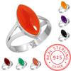 925 Sterling Silver Ring Women Gemstone Handmade Jewelry Easter Gift Amber Amethyst Black Onyx Carnelian Garnet Quartz Green Onyx Gold Stone Vintage