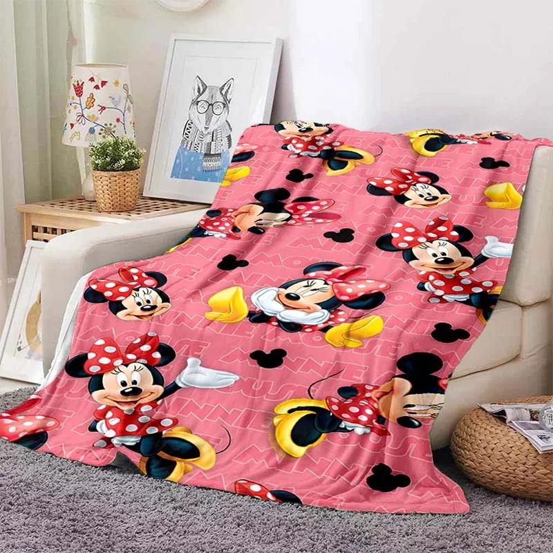 Теплый Мягкий Милый Плед Минни Пушистый Детский и Взрослый Плюшевый Чехол-Плед для Дивана Кровати