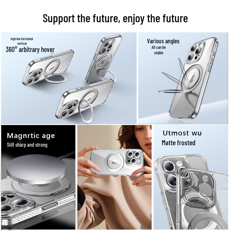 iPhone 17 Pro Case: 360° Rotating Magnetic, Transparent, Full Coverage, Anti-Drop Shell