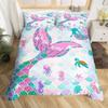 Erosebridal Mermaid Tail Bedding Set,Nautical Sea Animal Duvet Cover Twin Size for Kids Child,Fish Scale Sparkle Sequins Comforter Cover Oce