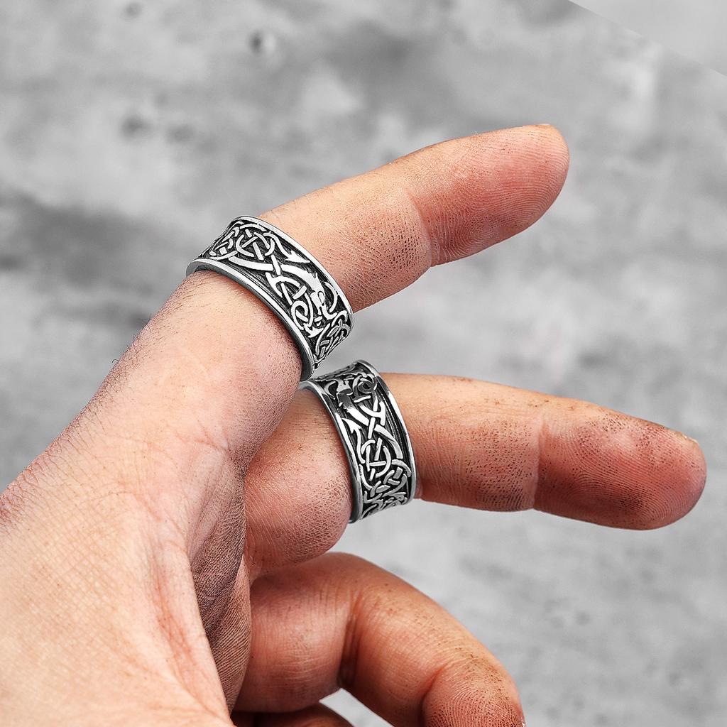 Винтажные китайские тотемные кольца дракона из нержавеющей стали для мужчин в стиле панк для парней-байкеров, креативные ювелирные изделия, подарок