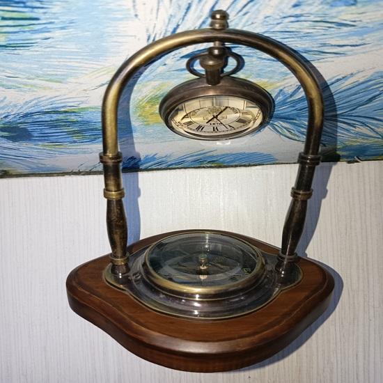Настольные часы 15,24 см, морские латунные настольные часы с основанием компаса направления, морские коллекционные декоративные и подарочные изделия