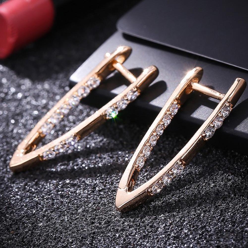 V Shape Design Fashion Jewelry Gifts For Women Earrings Synthetic Zircon Luxurious Fashion Handmade