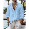 Men's Cotton Long Sleeve Shirt, Regular Fit Solid Color Collared Casual Top