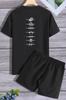 Женская стильная футболка большого размера под верхом унисекс, черная футболка оверсайз с круглым вырезом, верх и низ, двойной комплект с шортами