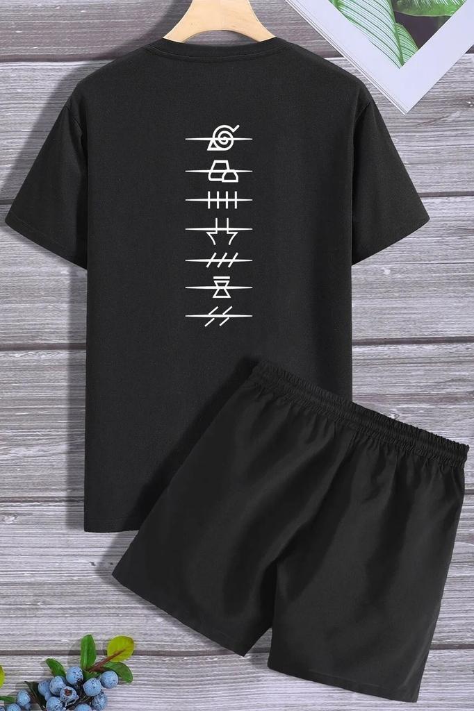 Женская стильная футболка большого размера под верхом унисекс, черная футболка оверсайз с круглым вырезом, верх и низ, двойной комплект с шортами