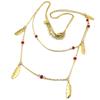 [P7868] - Golden Red 'Boho' Steel Designer Necklace - 12x4 Mm