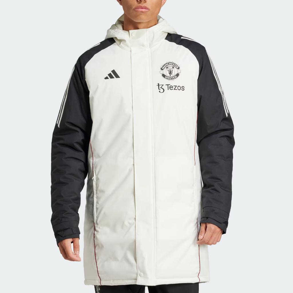 Adidas Manchester United Sports Lifestyle Series Training Casual Windproof warm Hooded Cotton Jacket Unisex Jacket White JE3724