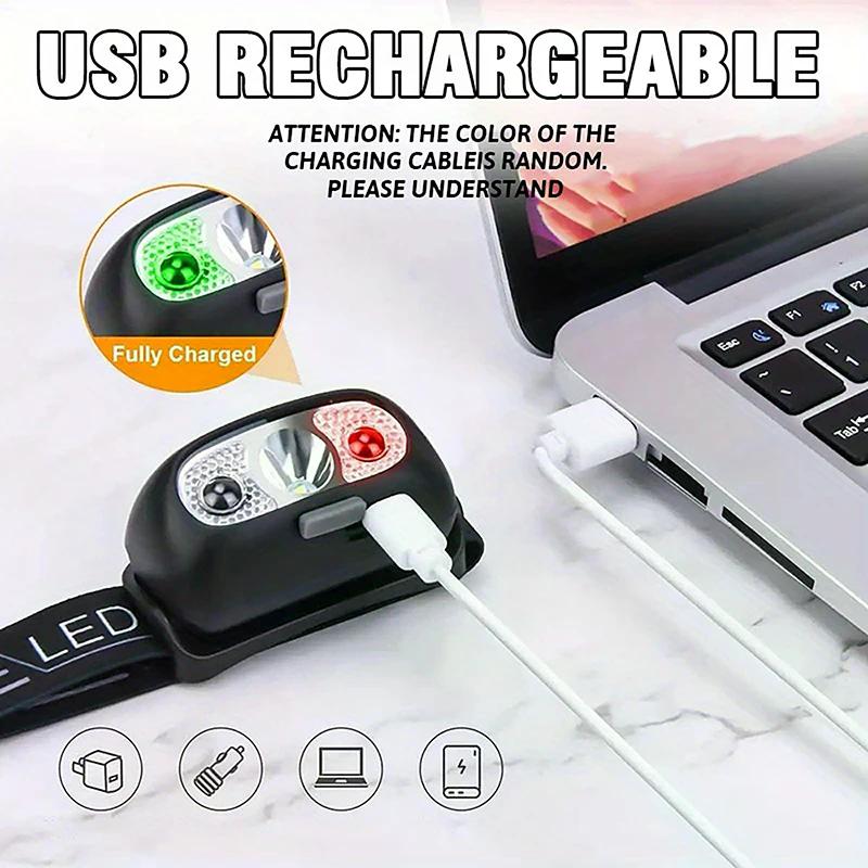 Водонепроницаемый налобный фонарь с USB-зарядкой, датчиком движения, ярким светодиодом, для бега, рыбалки, головной фонарь, фара, инфракрасный датчик света
