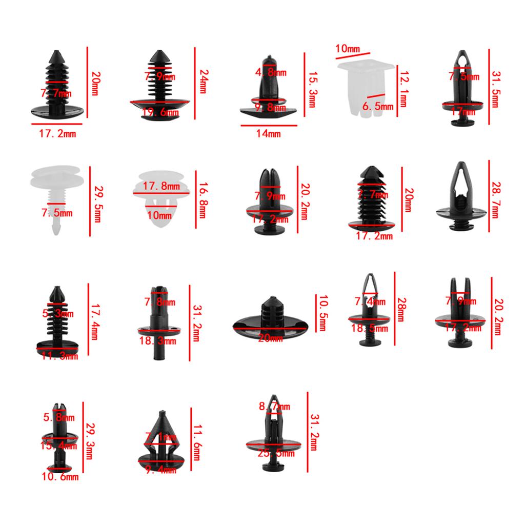 415 Pcs 18 Sizes Plastic Car SUV Trim Clips Retainer Panel Bumper Fastener With Contain Box