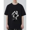 Black T Shirt with White Fist Graphic Design for Casual Wear