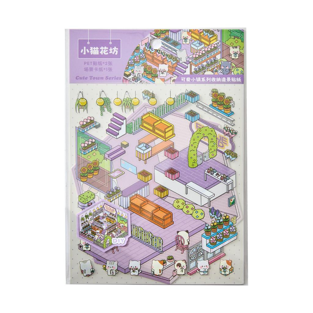 2pcs fun 3d landscape sticker Planner Creativity Decorative Hand Account Hand Account Scrapbooking material
