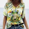 Женская футболка с принтом лягушки и цветочным узором, уличная ретро-мода, повседневная футболка оверсайз, летняя женская футболка