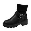 2026 autumn and winter new British style thick heel Martin boots women's wool mouth belt buckle thick bottom elastic thin short boots