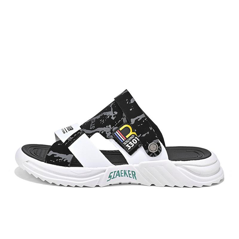 Тапочки мужские летние трендовые верхняя одежда нескользящие износостойкие спортивные двойного назначения для вождения для отдыха на природе пляжные сандалии