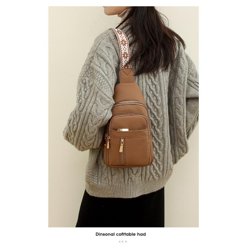 Новая женская ПУ нагрудная сумка простая и легкая, многосекционная повседневная сумка-мессенджер, однотонная универсальная наплечная сумка