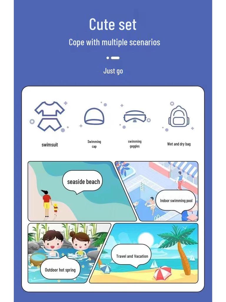 Детский консервативный слитный купальник с быстрой сушкой - С коротким рукавом, водонепроницаемый, для мальчиков и девочек - Размеры от малышового до юношеского