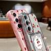 Cherry Print Card Slot Clear Soft Silicone Case For Samsung S25 Ultra S24 FE S23 S22 A36 A56 A55 A16 A06 A15 A26 Slim Shockproof Phone Cover