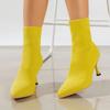 Fashion Women Elastic Sock Boots Autumn Winter Stiletto High Heels Knitted Ankle Boots Woman Slip-On Pointed Toe High-heeled Botas Mujer