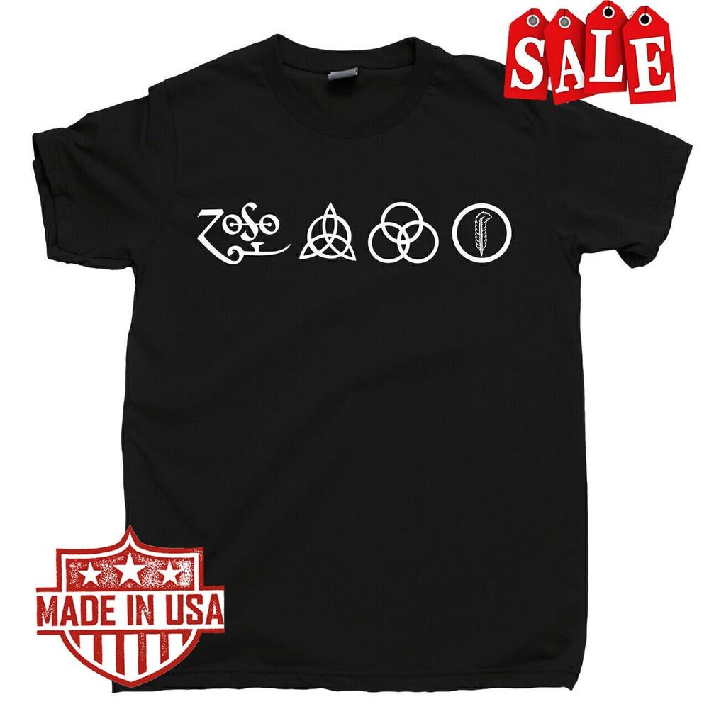 НОВЫЙ Led-Zeppelin 4 Символа репринт Подходит для Футболки Все Размеры Унисекс Футболка