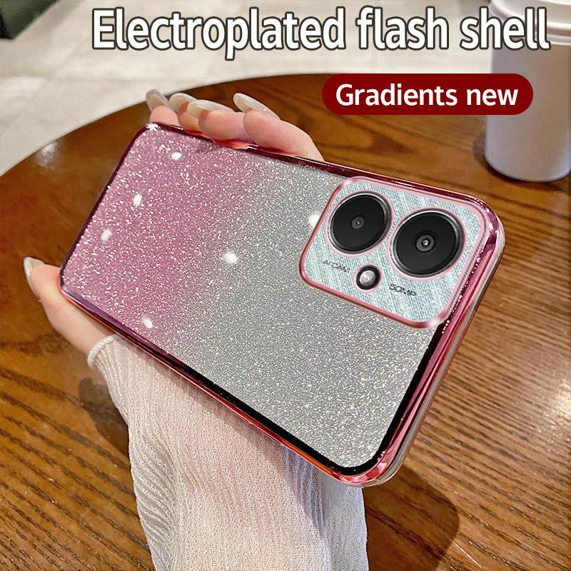 Для Xiaomi Redmi 13C 5G Чехол Xiaomi Poco M6 5G Чехол для телефона Блестящий блестящий силиконовый объектив камеры Мягкая задняя крышка