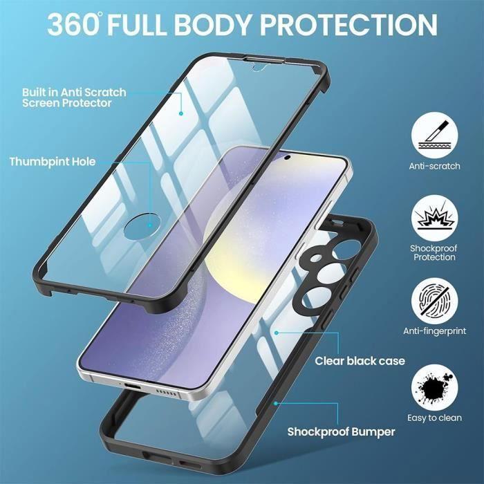 Coque de protection - BOOLING - pour Samsung Galaxy S24 FE - Bordure Renforcée - Protection 360° - Noir