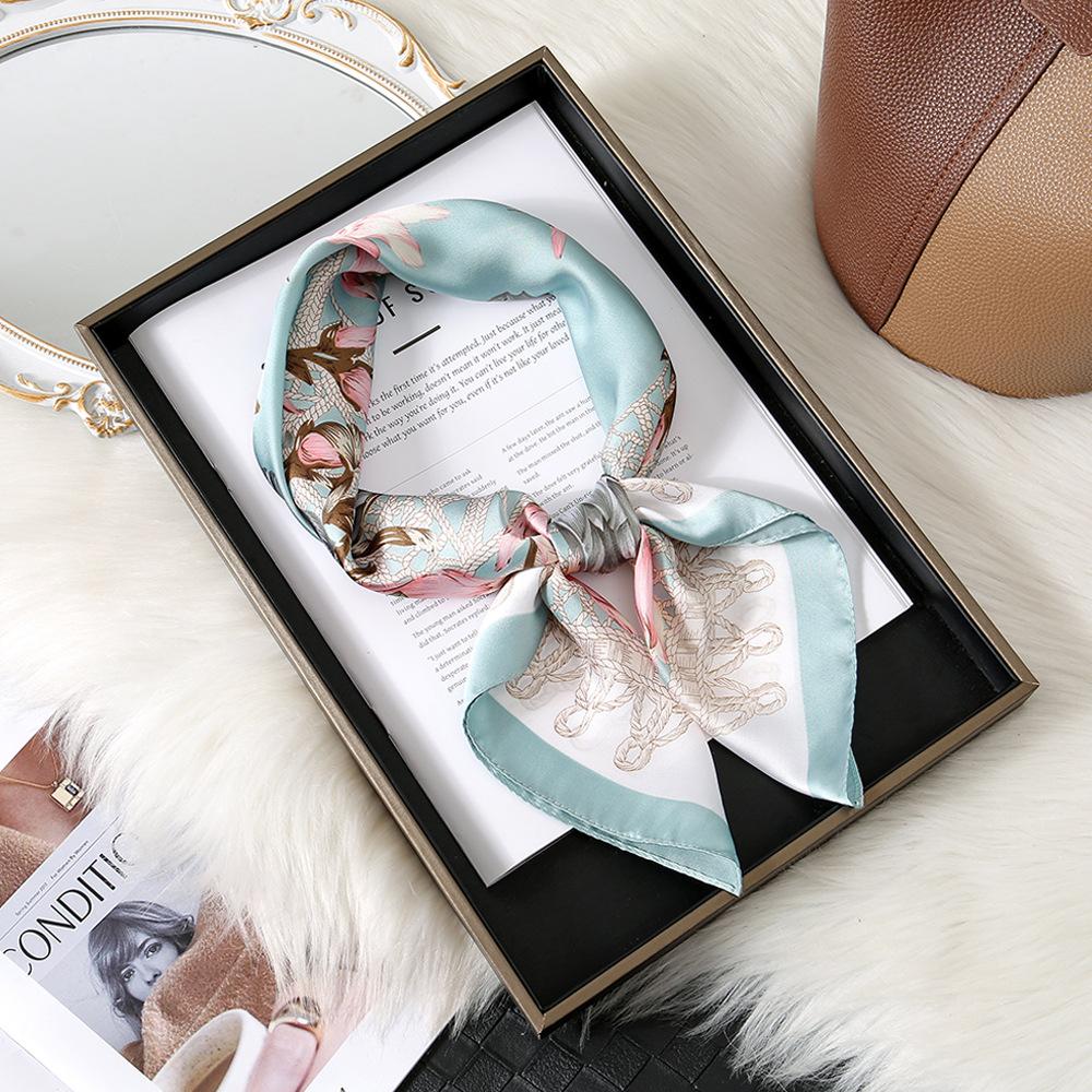 Camellia Flower Simple Silk Scarf Female Shanghai Story Thin Mom High-End Small Square Scarf Scarf