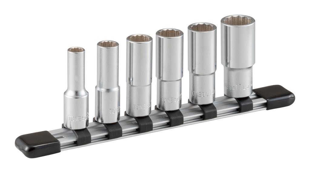 TONE Deep Socket Set with HDL306 Drive Angle 6 Items (12-sided, Holder) 9.5mm (3/8") Contents