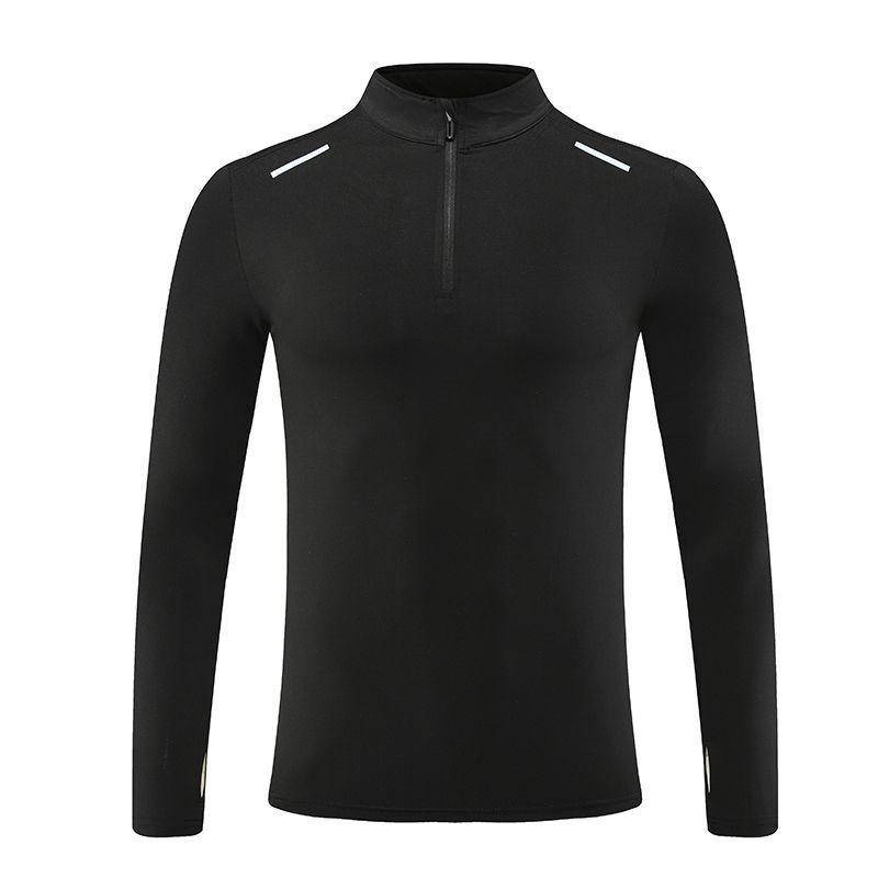 Мужская спортивная футболка с длинным рукавом и молнией до середины, быстросохнущая - Весна/Осень 2024, одежда для бега и фитнеса