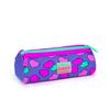 coral high Kids Lavender Pink Heart Patterned Three Compartment Pencil Bag 22303
