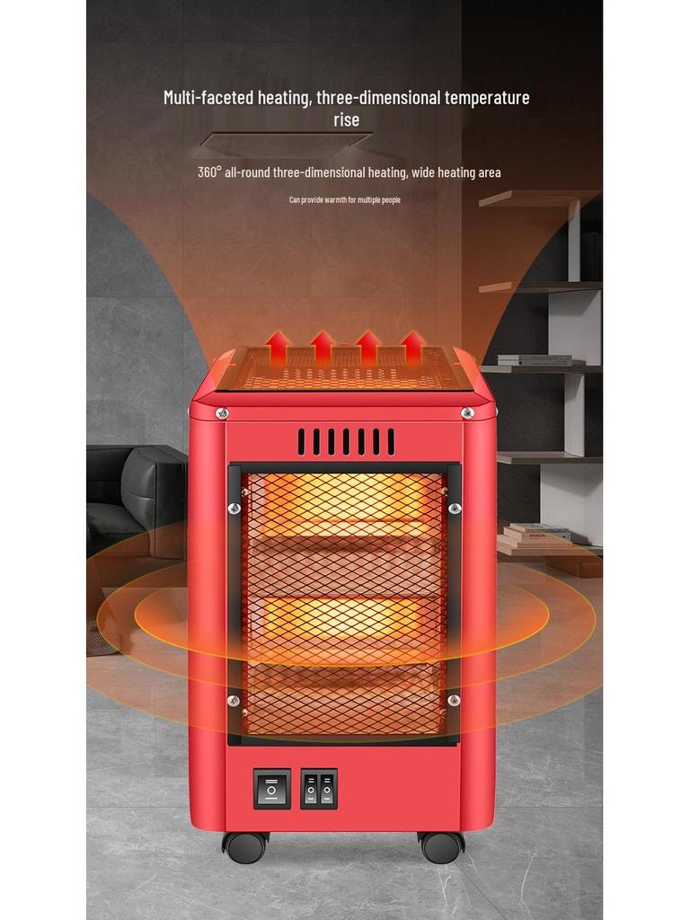 Бесшумный передвижной пятисторонний кварцевый трубчатый электрический камин-обогреватель