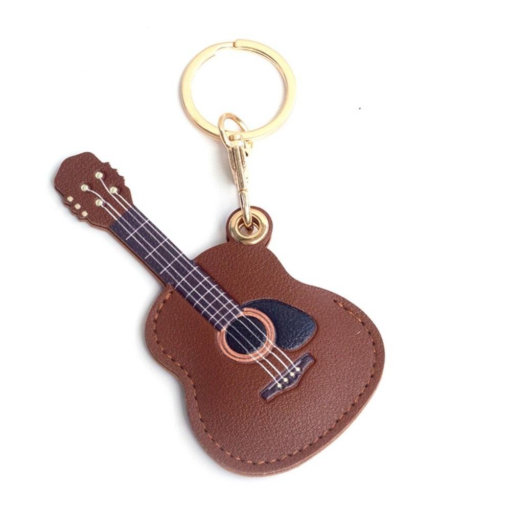 Кожа PU Подвеска-гитара Брелок Креативный Брелок для карты контроля доступа Подарок для энтузиаста гитары