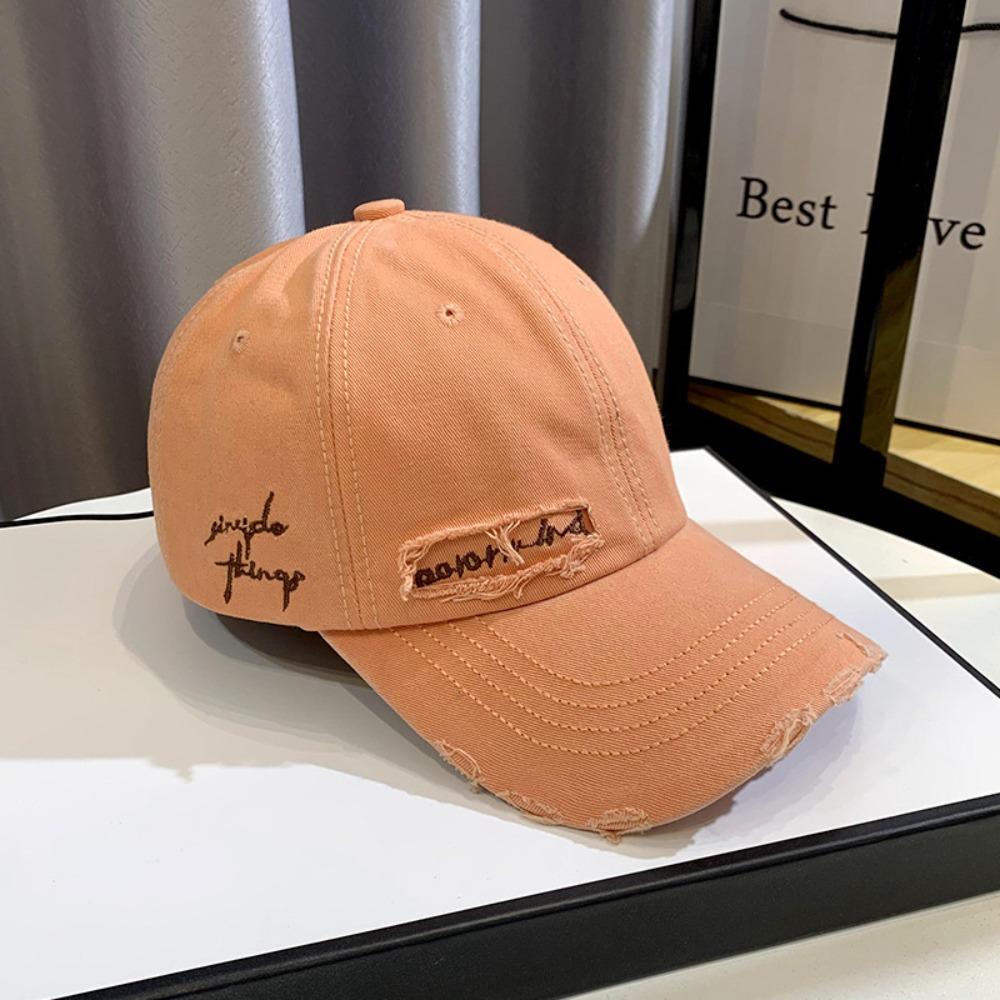 Letter Embroidery Sunscreen Cap Washed Cotton Trend Hat Versatile Embroidery Hat Unisex
