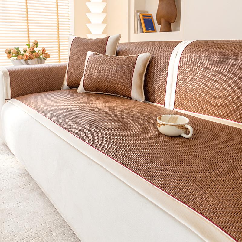 24 Years Summer New Chinese Rattan Mat Sofa Cushion Ice Silk Mat Cool Cushion Summer Cool Solid Wood Sofa Cover Seat Cushion