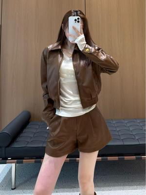 Женский модный вышитый кожаный жакет и шорты с широкими штанинами