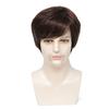 Synthetic Brown Mix Blonde Highlight Wig for Men Short Straight Hair Wig with Side Bangs Mullet Head Wig Daily Cosplay