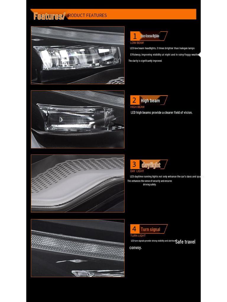 LED Matrix Lens Headlight with Daytime Running Light for Land Rover Discovery 5: Low and High Trim Compatibility