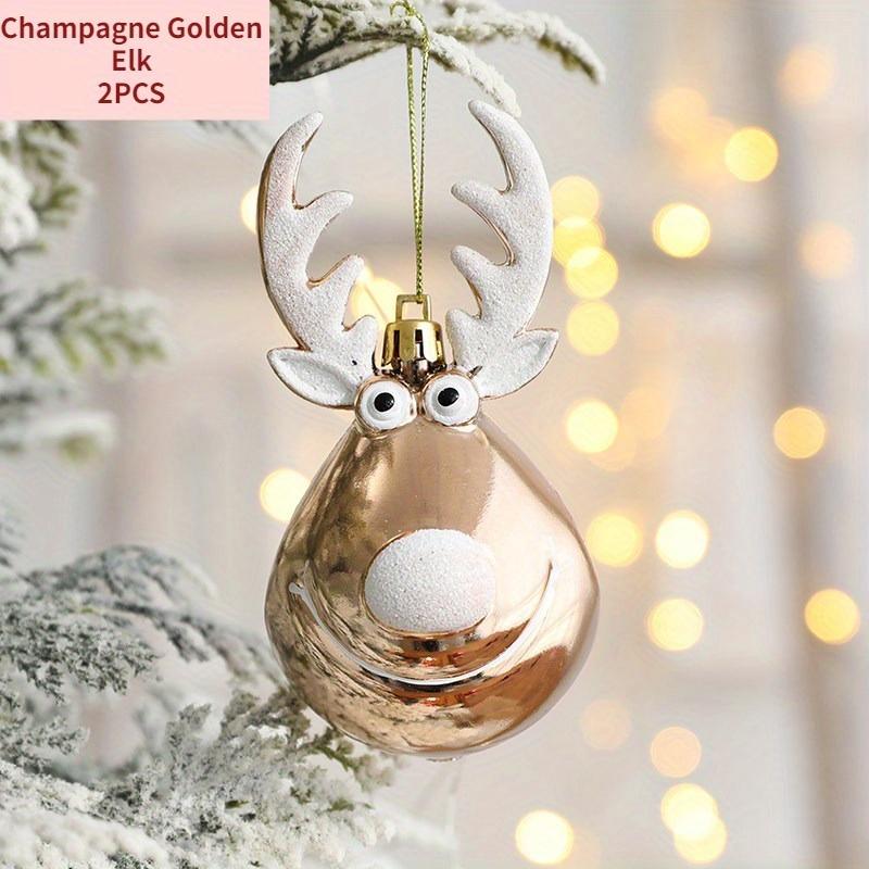 2PCS Christmas Tree Ornaments Pendant Decorations Elk Scene Layout Drop Shot Red Elks Diameter Balls Festival Gift