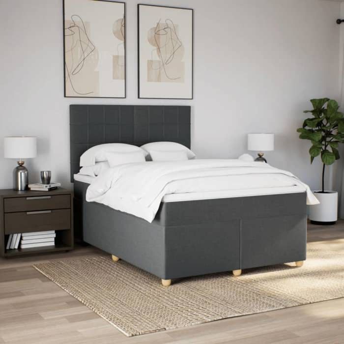 Maison Exclusive - Sommier à lattes de lit avec matelas Gris foncé 160x200cm Tissu