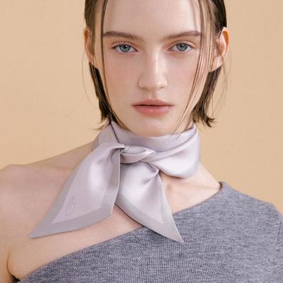 AVVINA PELLE Long Twilly Silk Scarf - Dove