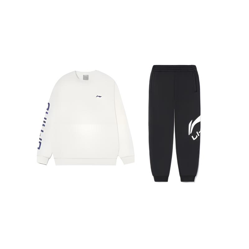 Men's Sweatshirt Li-Ning Versatile Fashion Athleisure Fleece-Lined Thermal Sweatshirt Set Men's 2-Piece Set