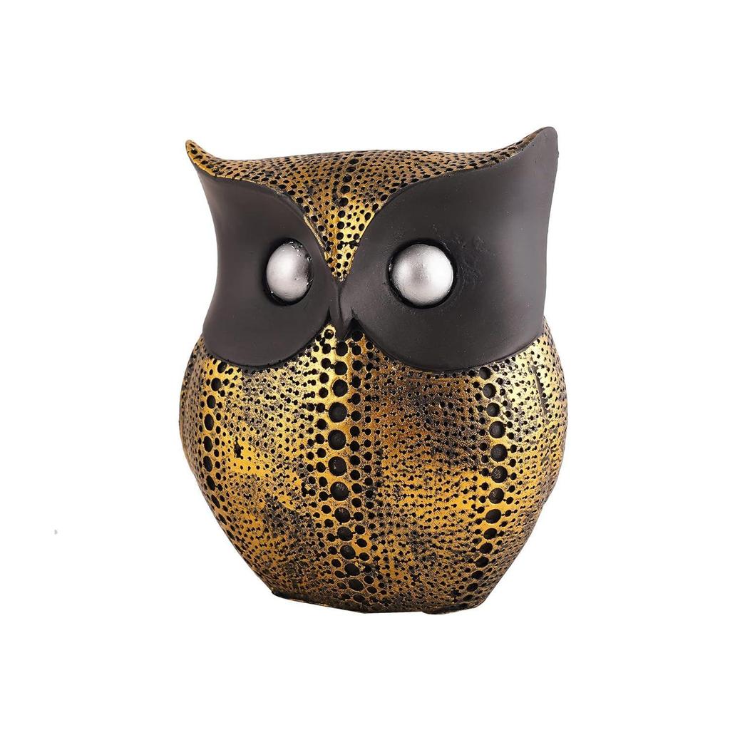Owl Showpiece for Home Decor Showpiece Owl Statue for Bookself TV Stand Decor Animal Decorative Showpiece (Golden)