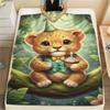 1PC Cute and heartwarming Print FlAannel Blanket, High quality Comfortable for All Seasons, Home Decor, Warmth and Comfort