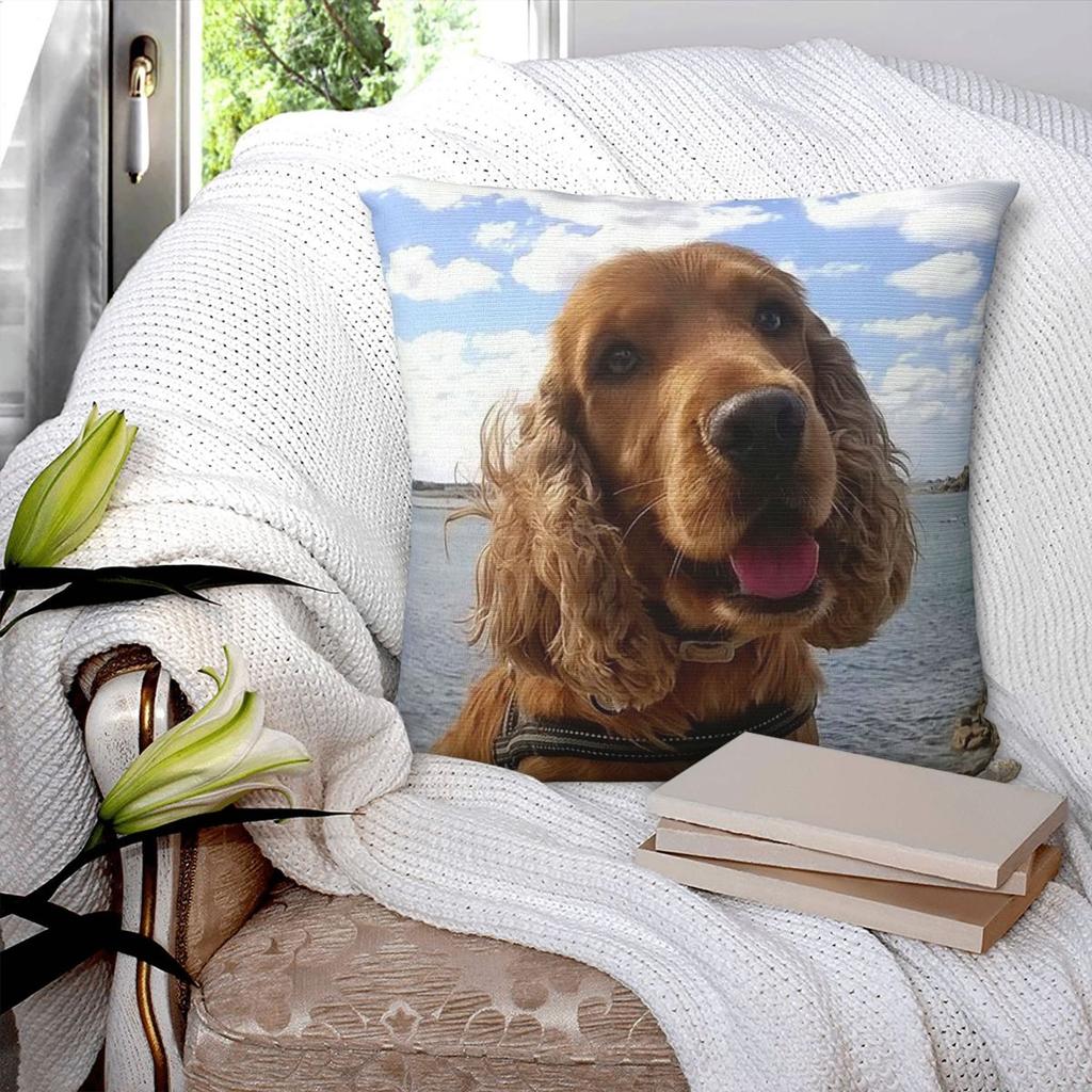 Funny Cool Cocker Spaniel Dog Animal Square Pillowcase Pillow Cover Polyester Cushion Decor Comfort Throw Pillow for Home Sofa